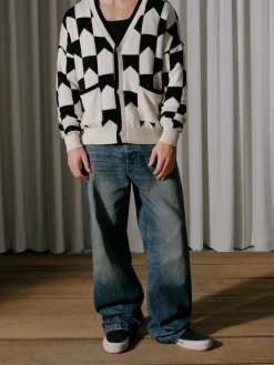 CHEVRON CHECKERED KNIT CARDIGAN|RHUDE Clearance