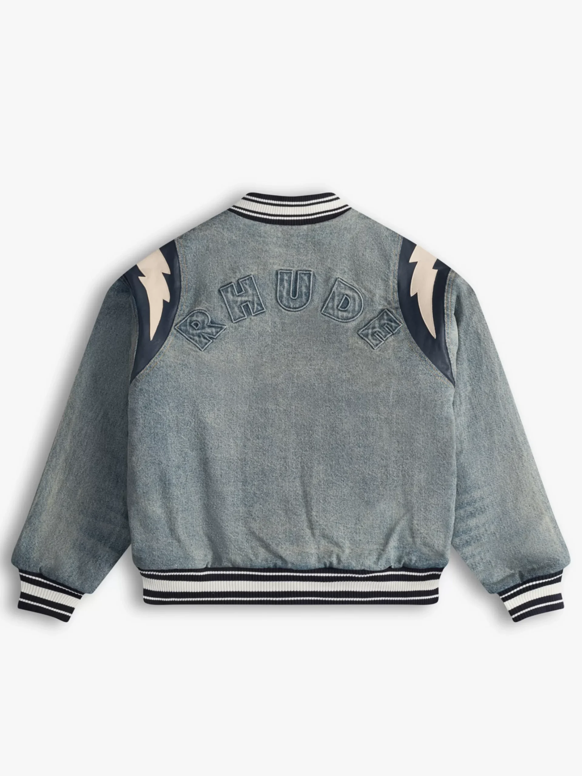 DENIM LIGHTNING VARSITY JACKET|RHUDE Shop
