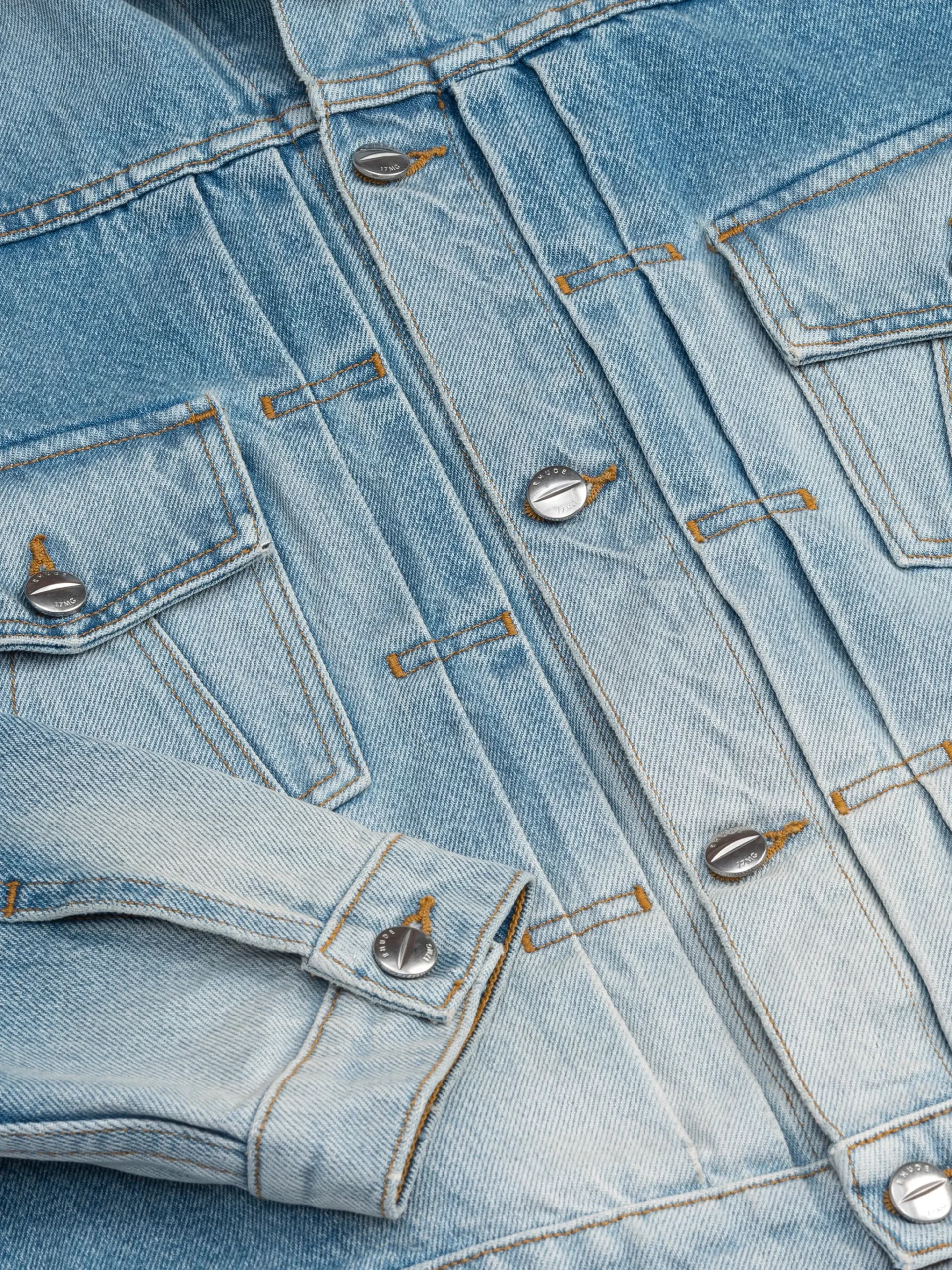 NECK-STRAP DROP-NECK DENIM TRUCKER JACKET|RHUDE Clearance