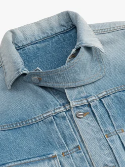 NECK-STRAP DROP-NECK DENIM TRUCKER JACKET|RHUDE Clearance