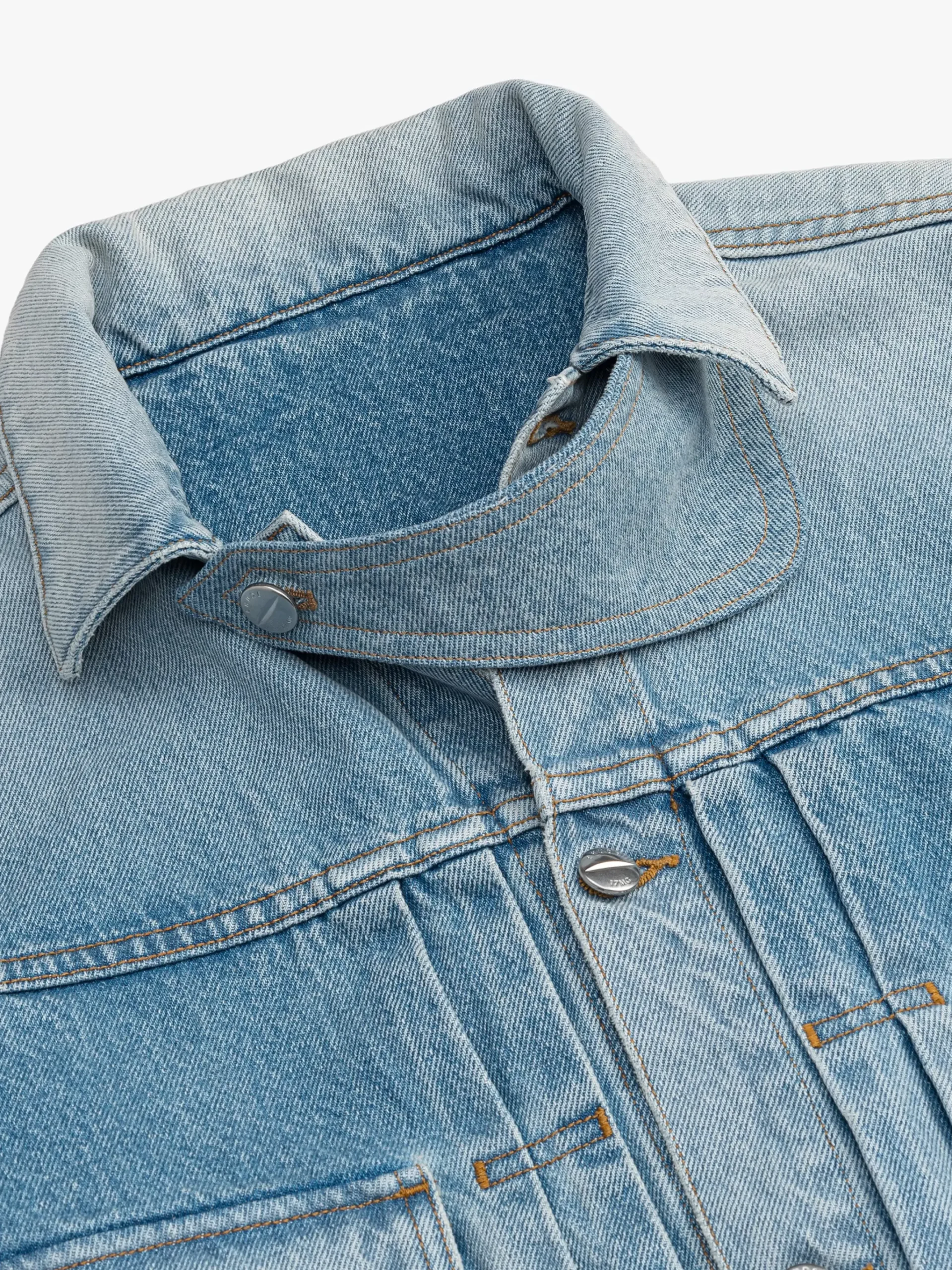 NECK-STRAP DROP-NECK DENIM TRUCKER JACKET|RHUDE Clearance