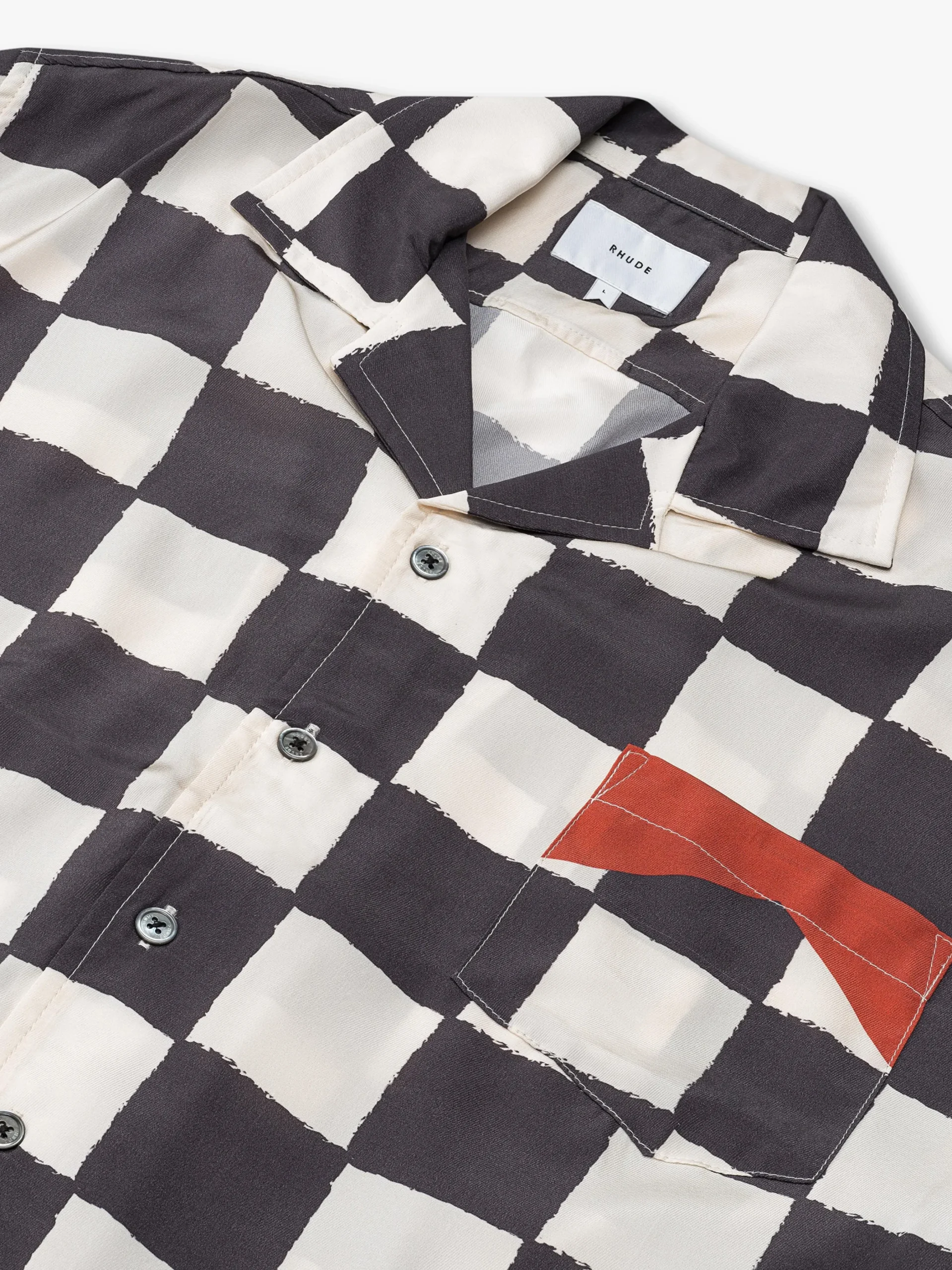 PRINTED BROKEN CHECKER SILK SHIRT|RHUDE Cheap