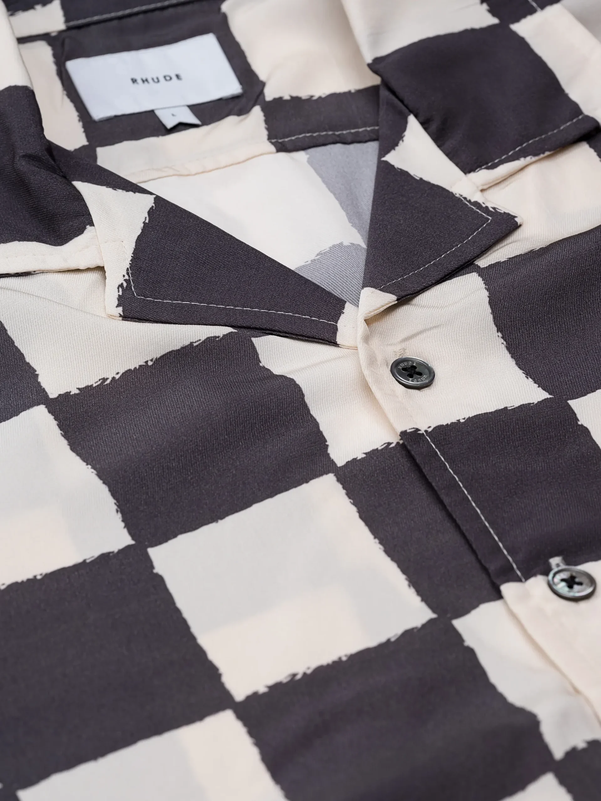 PRINTED BROKEN CHECKER SILK SHIRT|RHUDE Cheap
