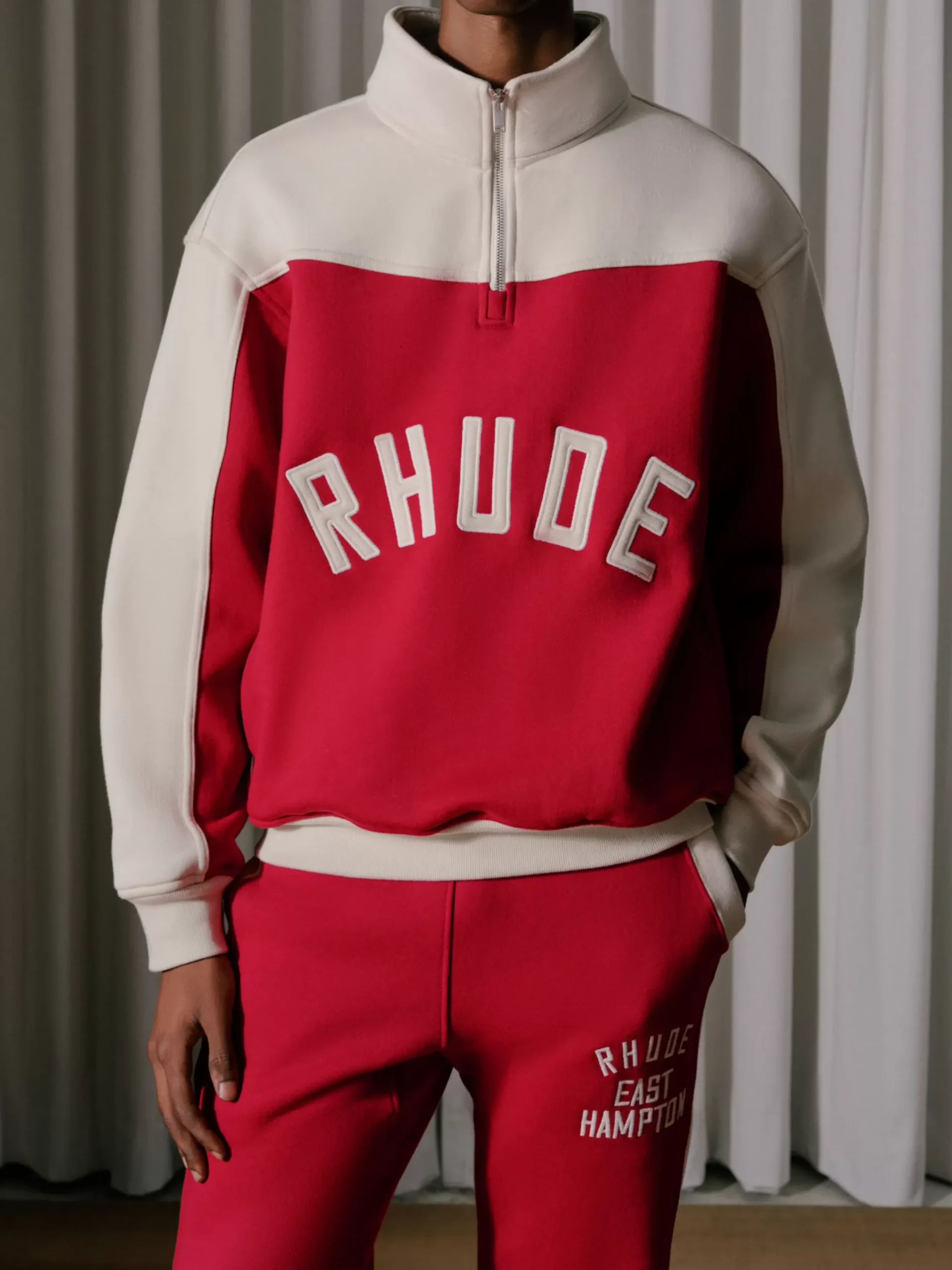 CONTRAST QUARTER-ZIP VARSITY|RHUDE New