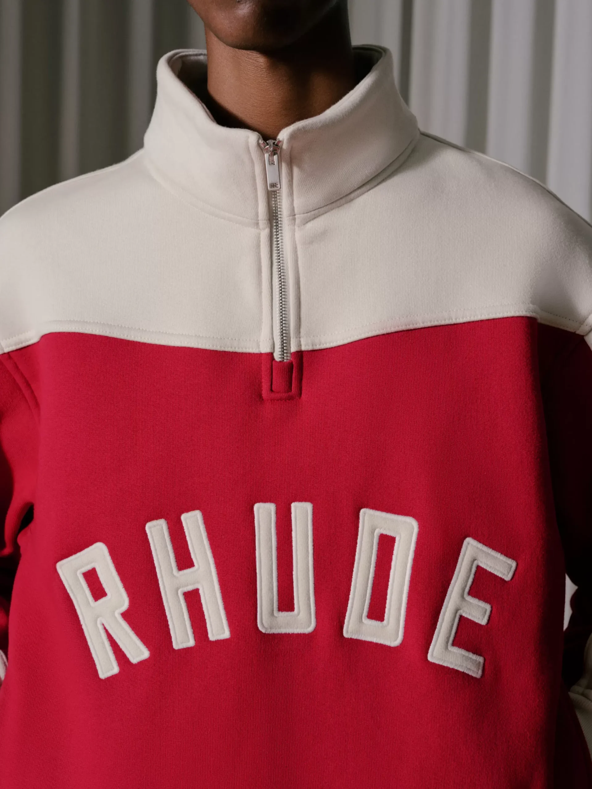 CONTRAST QUARTER-ZIP VARSITY|RHUDE New