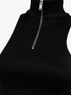 RIBBED KNIT TURTLE NECK ZIP TOP|RHUDE Store