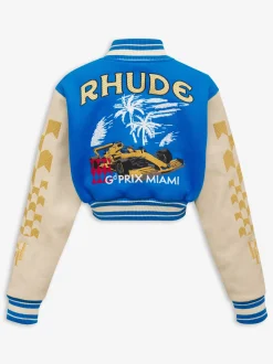 WOMENS F1 CROPPED VARSITY JACKET|RHUDE Outlet